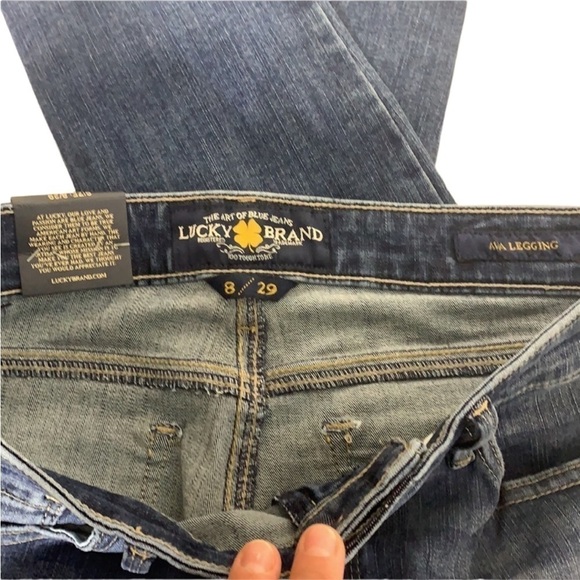 - NWT Lucky Brand Blue Ava Midrise Distress Jean Leggings skinny - Picture 7 of 9